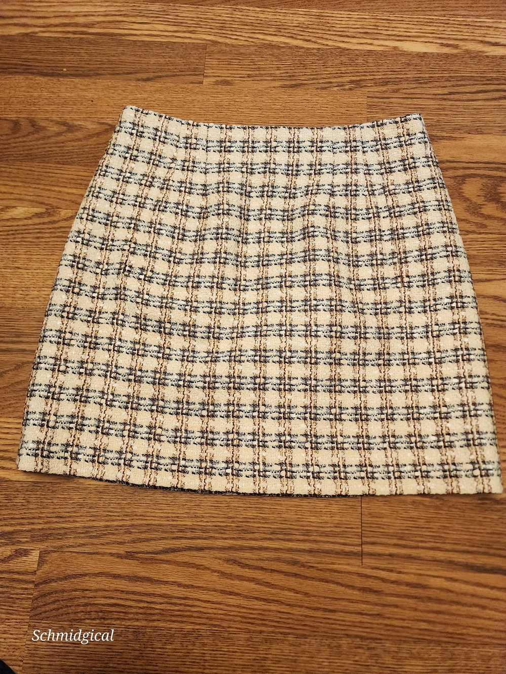 Veronica Beard Roman Cream Plaid‎ Tweed Midi Skirt Career